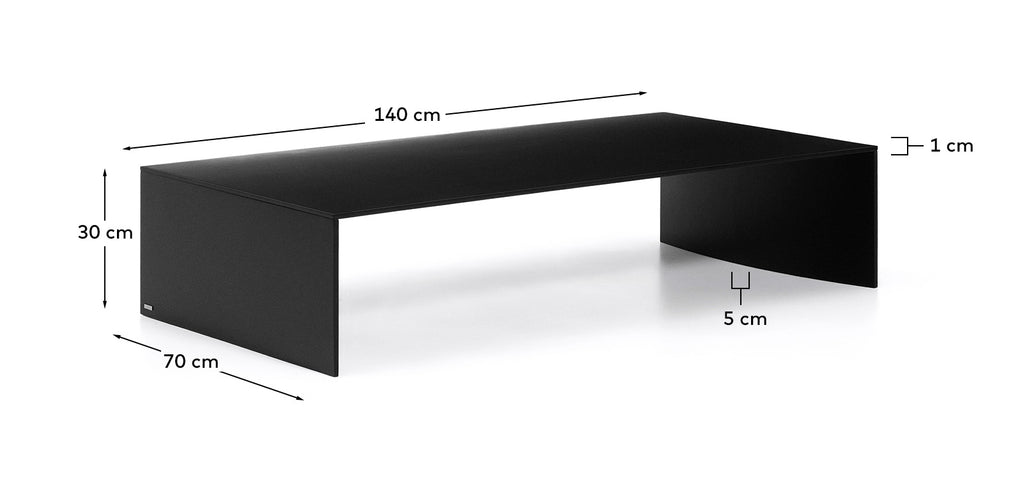Table basse Litto en DM laqué noir 140 x 70 cm