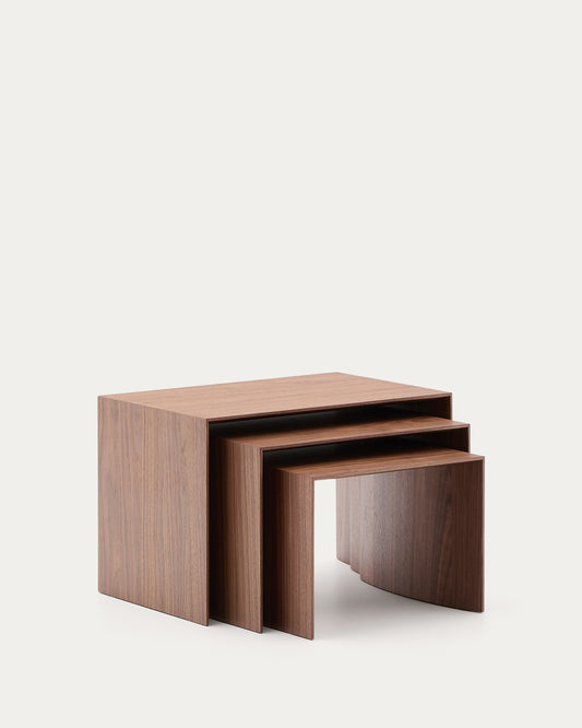 Litto set of 3 walnut veneer FSC Mix Credit nesting tables 60 x 40 / 51 x 36 / 42 x 31 cm
