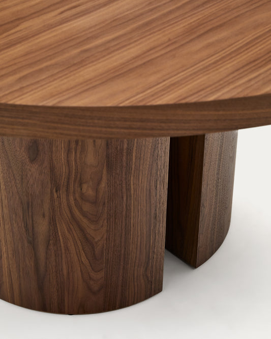 Table ronde Nealy en placage de noyer, finition foncée Ø 150 cm