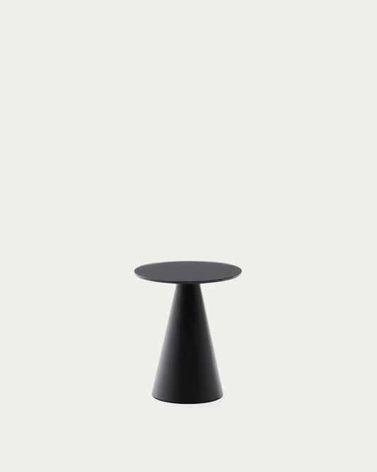Table d'appoint Wilshire en verre trempé dépoli et acier finition noir mat Ø35 cm