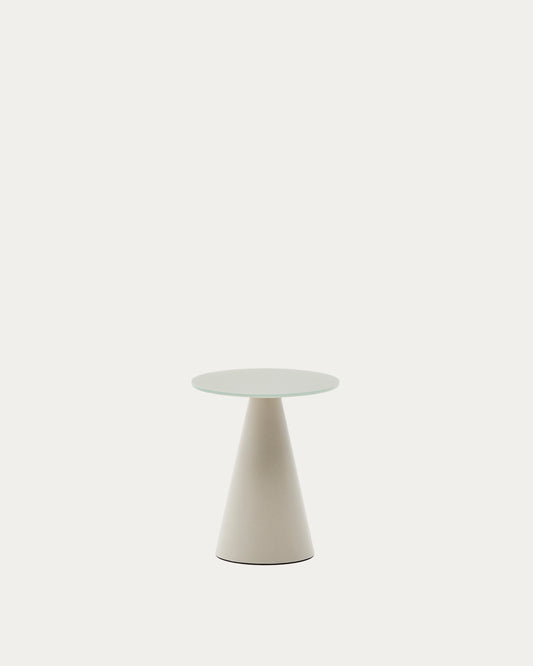 Table d'appoint Wilshire en verre trempé dépoli et acier finition gris mat Ø35 cm