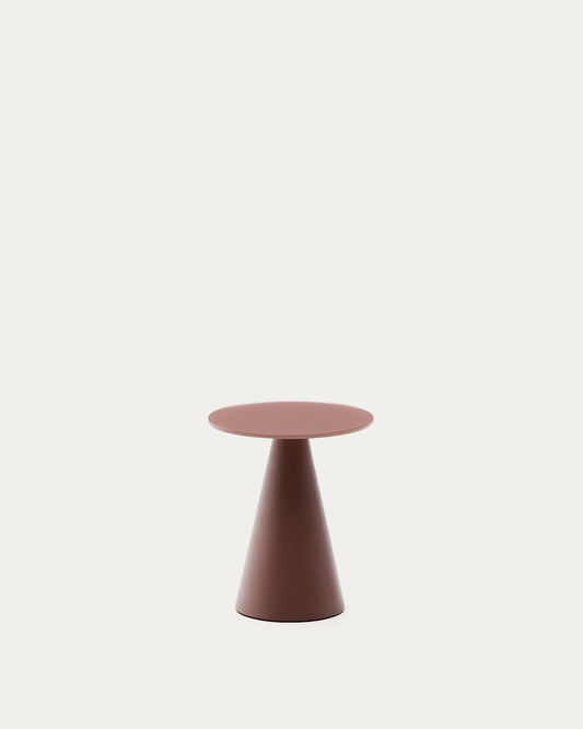 Table d'appoint Wilshire en verre trempé dépoli et acier finition terracotta mat Ø35 cm