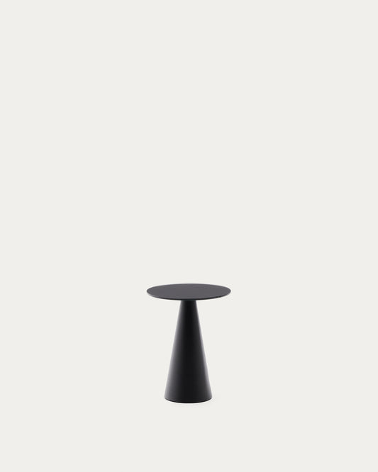 Table d'appoint Wilshire en verre trempé dépoli et acier finition noir mat Ø30 cm