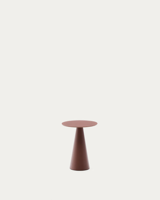 Table d'appoint Wilshire en verre trempé dépoli et acier finition terracotta mat Ø30 cm