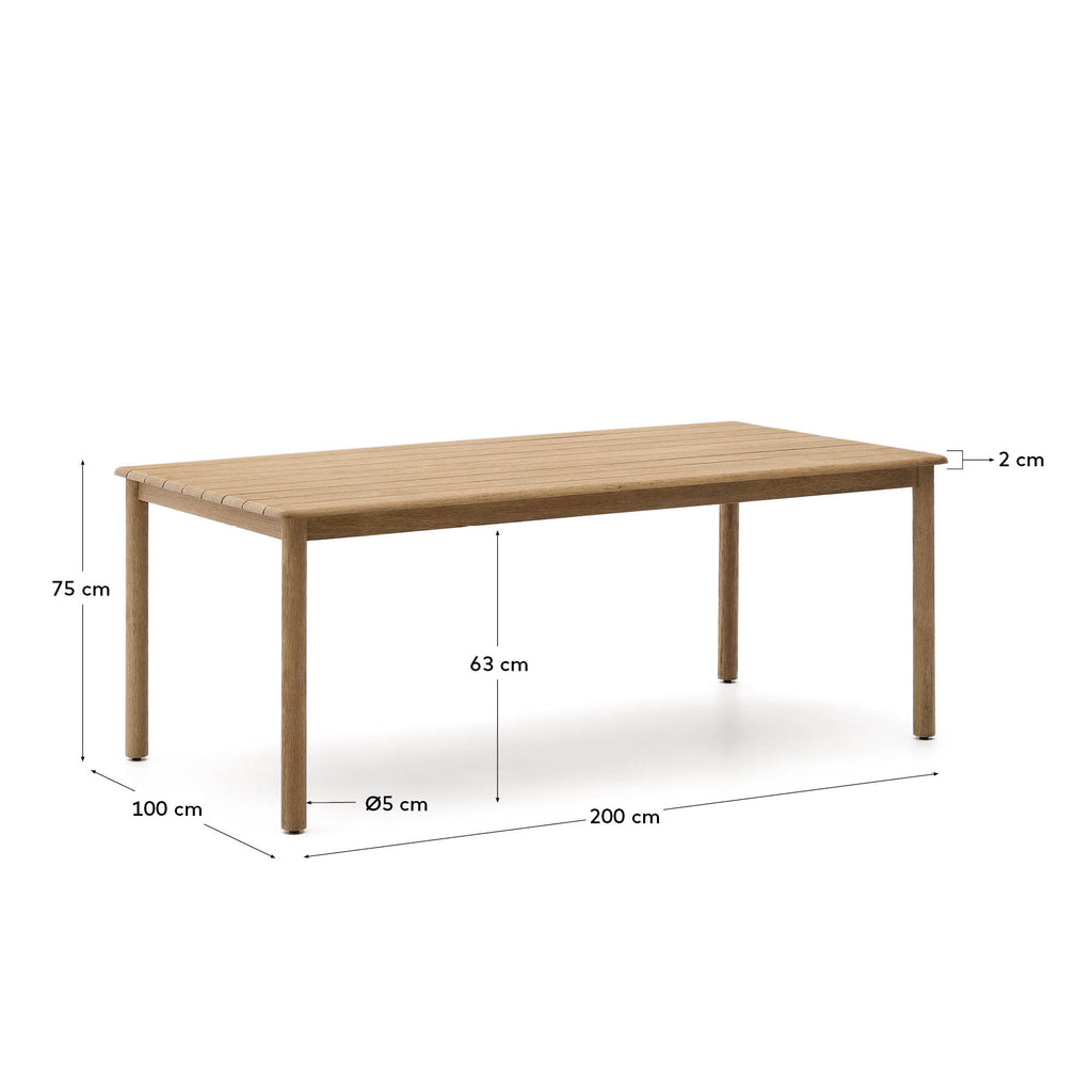 Table Sori en bois d’acacia 200 x 100 cm FSC 100 %