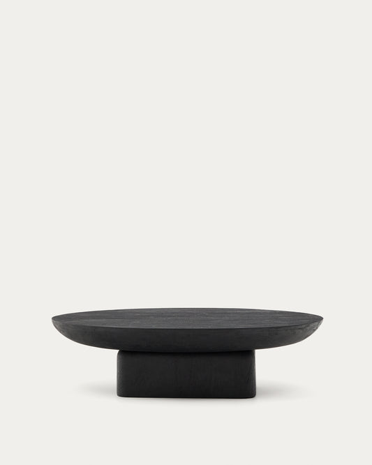 Table basse Ovak en bois d’acacia avec finition noire FSC 100 % 140 x 70 cm