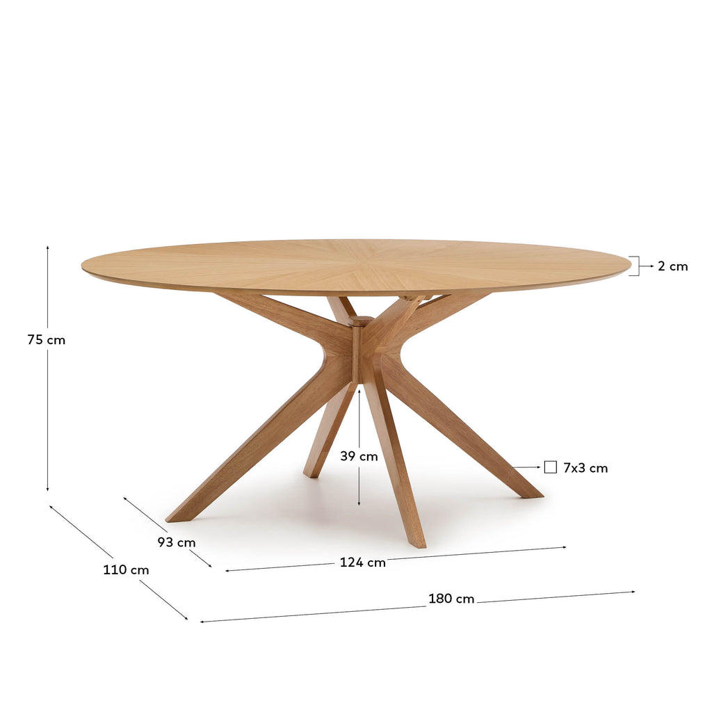Table Naanim en placage de chêne 180 x 110 cm