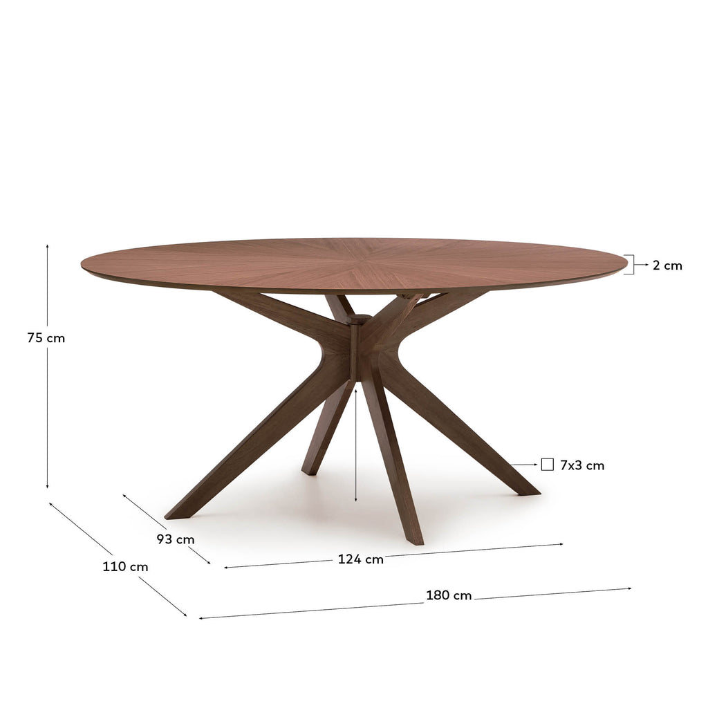 Table Naanim en placage de noyer 180 x 110 cm