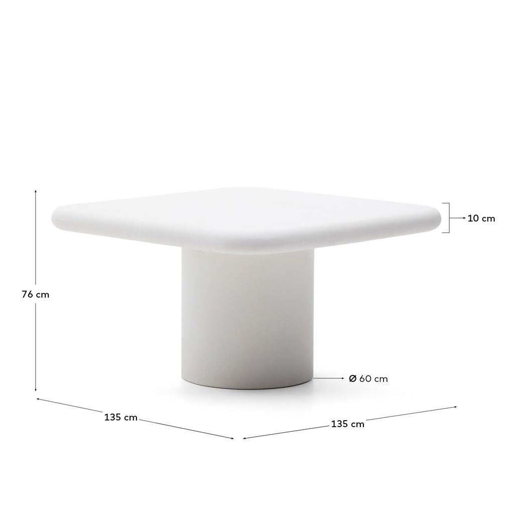 Table Addaia en ciment blanc 135 x 135 cm