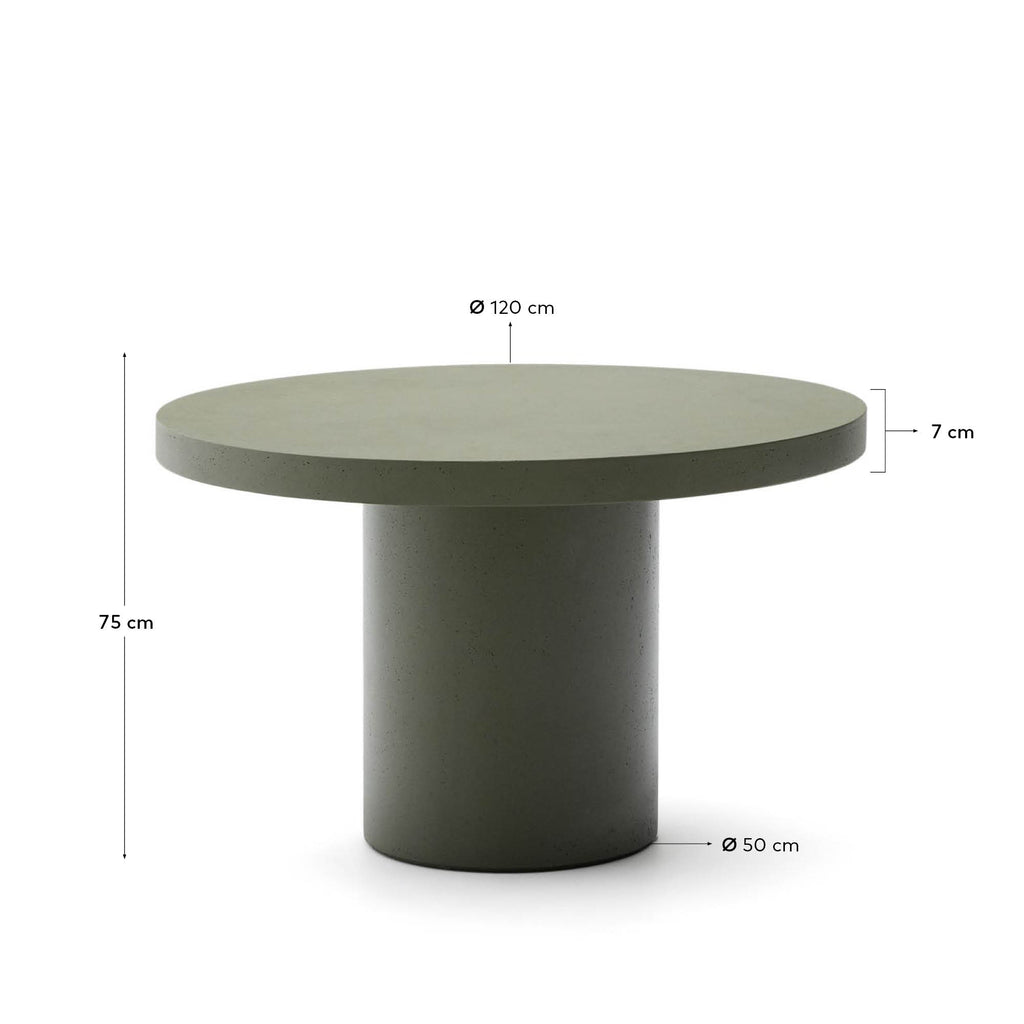 Table ronde Aiguablava en ciment vert Ø 120 cm