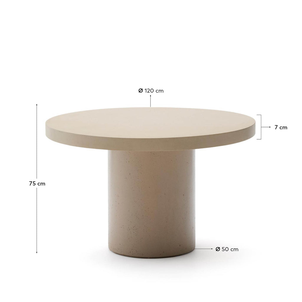Table ronde Aiguablava en ciment beige Ø 120 cm