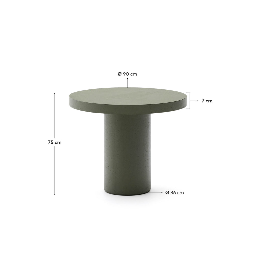Table ronde Aiguablava en ciment vert Ø 90 cm