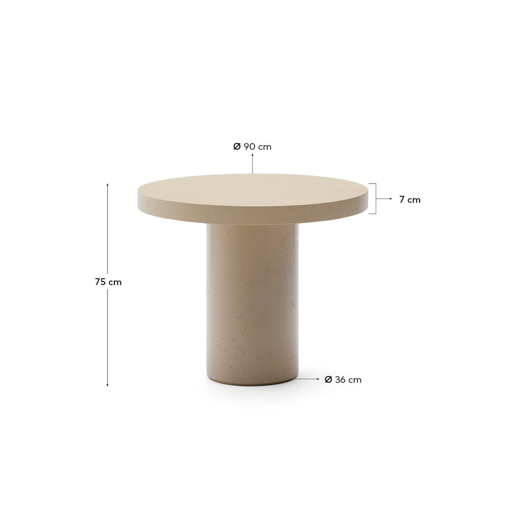 Table ronde Aiguablava en ciment beige Ø 90 cm