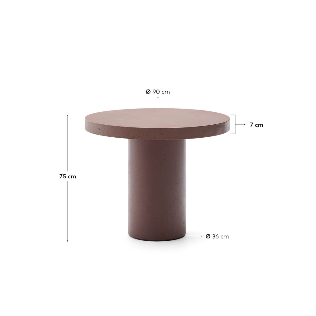 Table ronde Aiguablava en ciment terracota Ø 90 cm