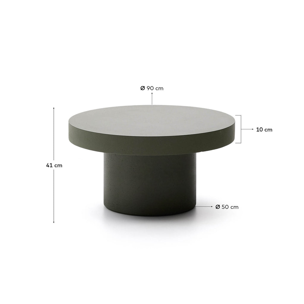 Table basse Aiguablava en ciment vert Ø 90 cm