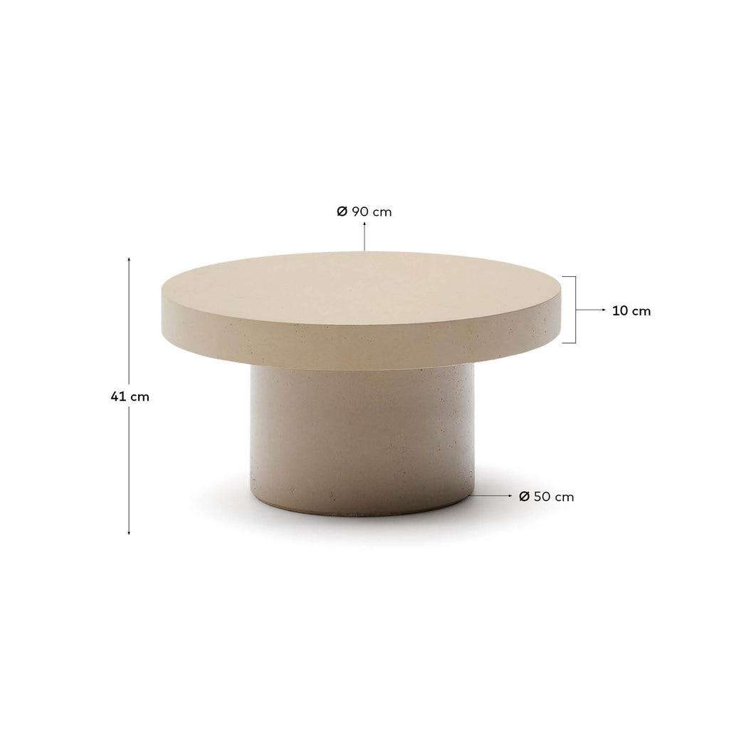 Table basse Aiguablava en ciment beige Ø 90 cm