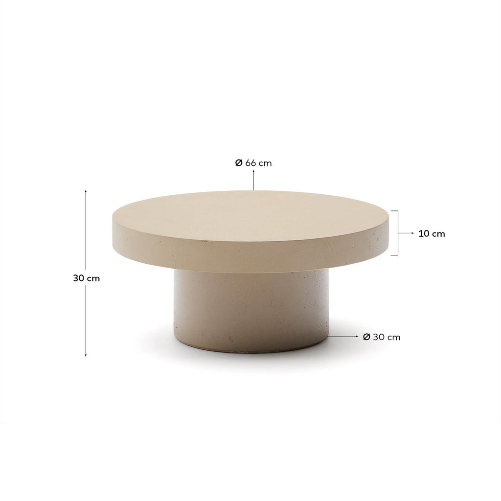 Table basse Aiguablava en ciment beige Ø 66 cm