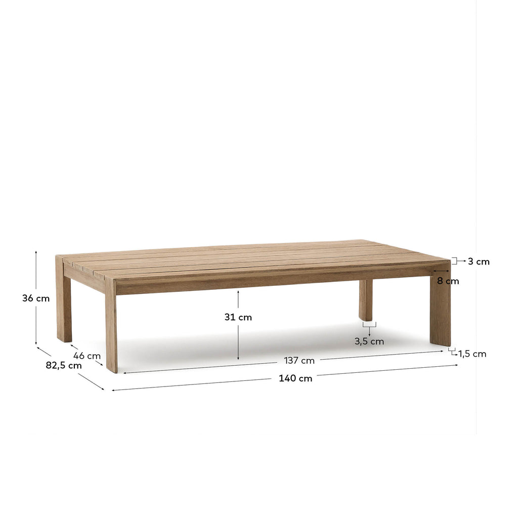 Table basse Ambra en bois d’acacia avec finition claire 82,5 x 140 cm FSC 100%