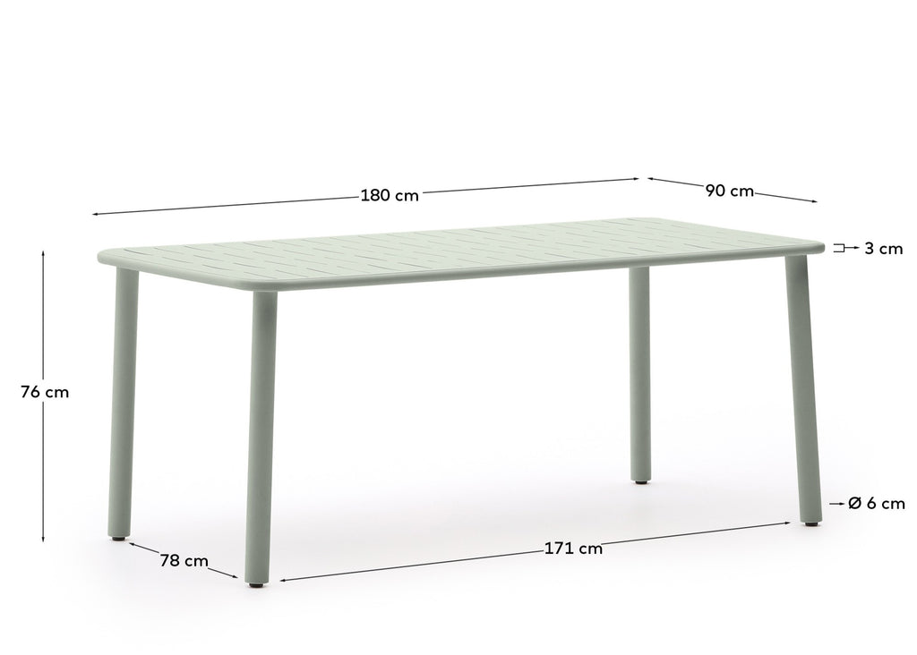 Table d’extérieur Brai en acier galvanisé turquoise 180 x 90 cm