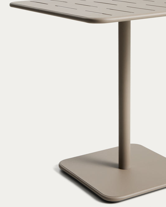Brai outdoor table in taupe galvanised steel 70 x 70cm