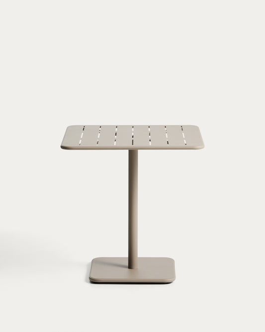 Brai outdoor table in taupe galvanised steel 70 x 70cm