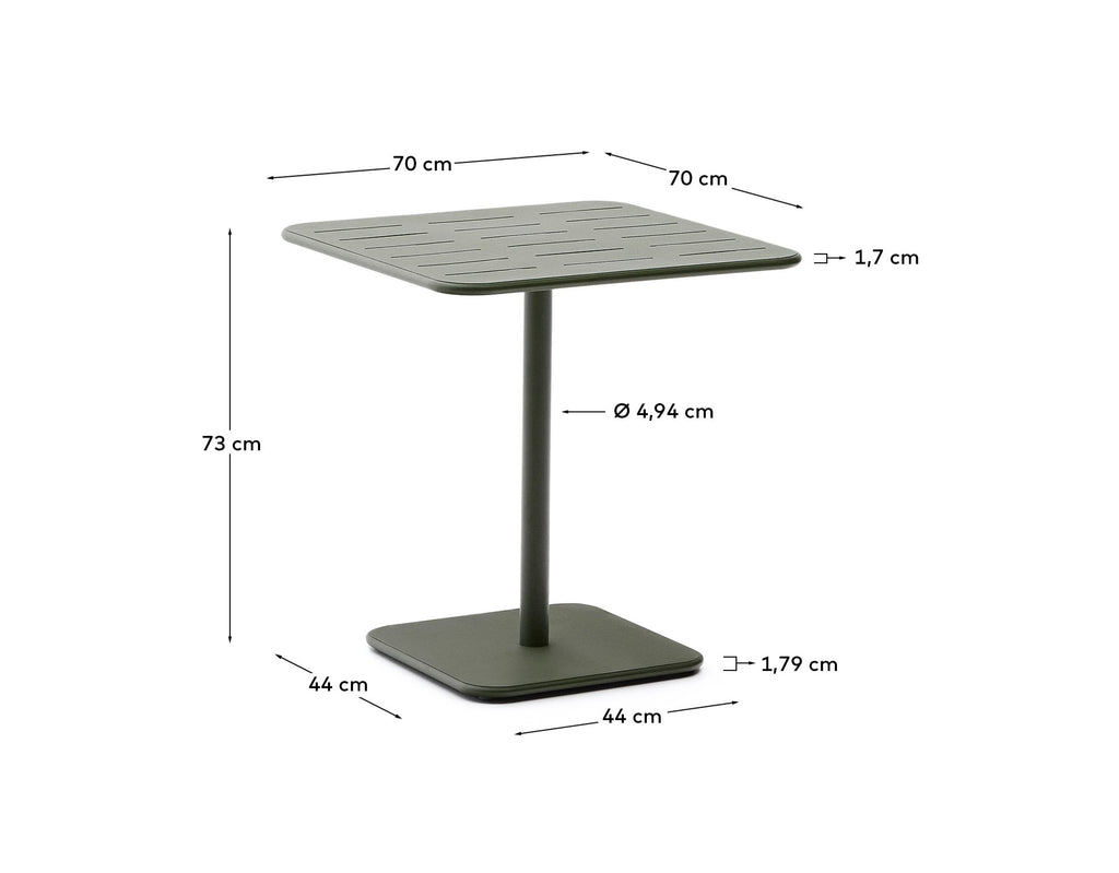 Table d’extérieur Brai en acier galvanisé vert 70 x 70 cm