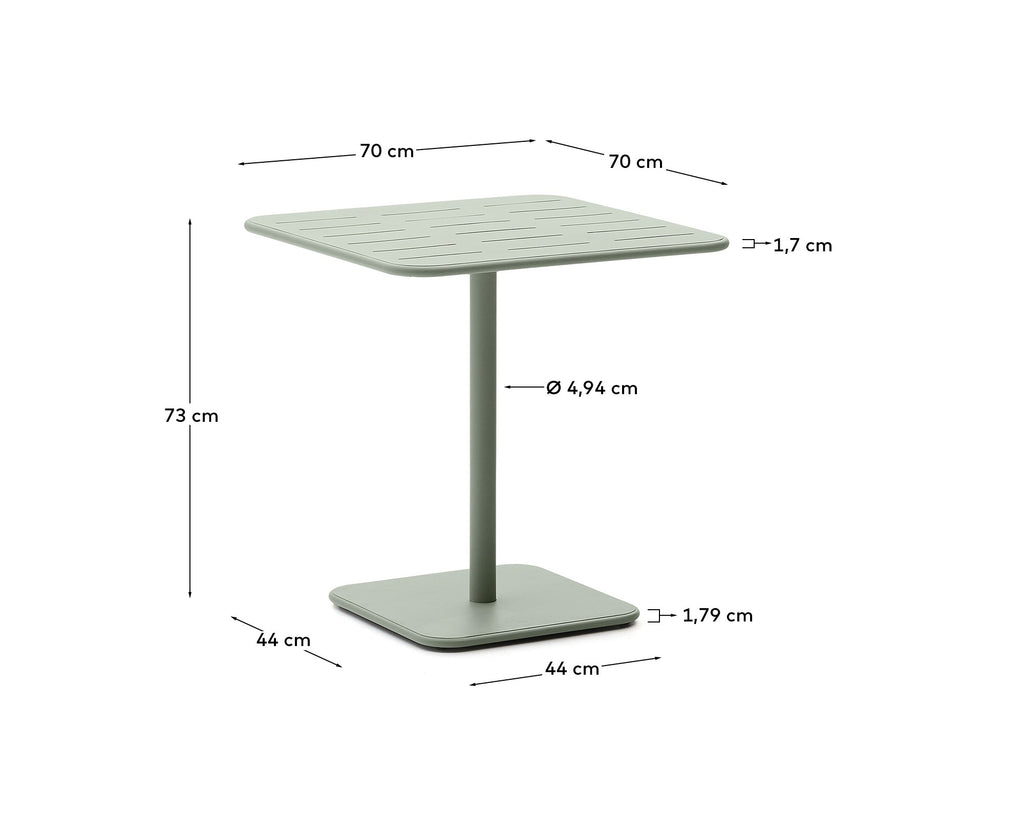 Table d’extérieur Brai en acier galvanisé turquoise 70 x 70 cm