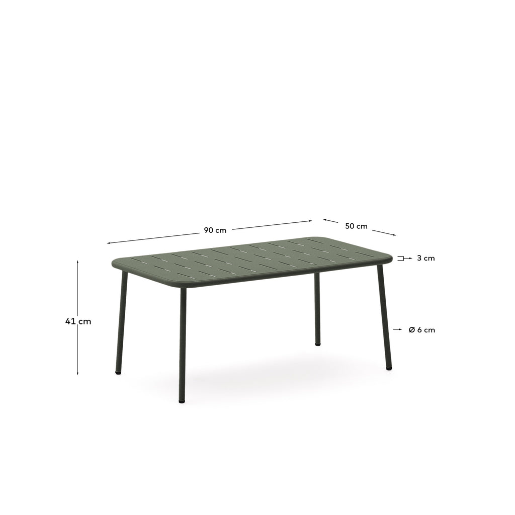 Table basse d’extérieur Zivia vert en acier galvanisé vert 90 x 50 cm