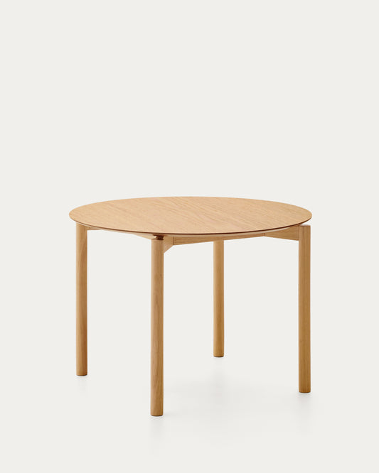 Table ronde Indara en placage de frêne avec finition naturelle Ø110 cm