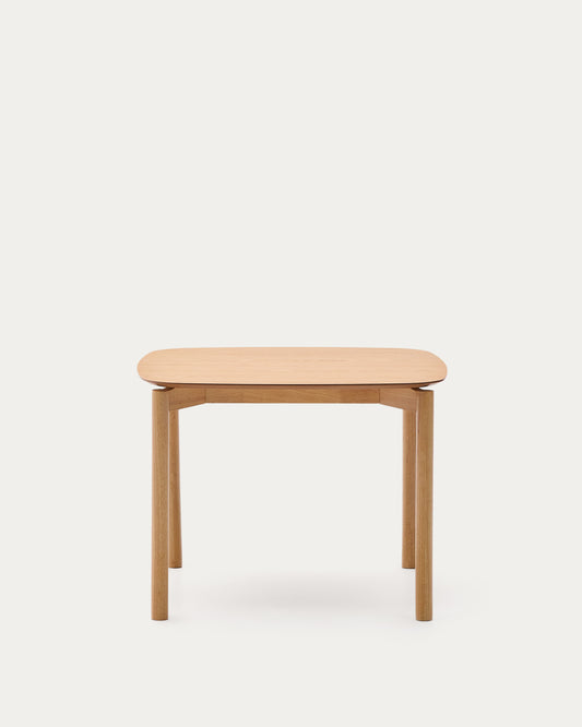 Table carrée Indara en placage de frêne avec finition naturelle 100 x 100 cm