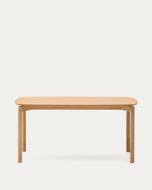 Table Indara en placage de frêne avec finition naturelle 160 x 90 cm