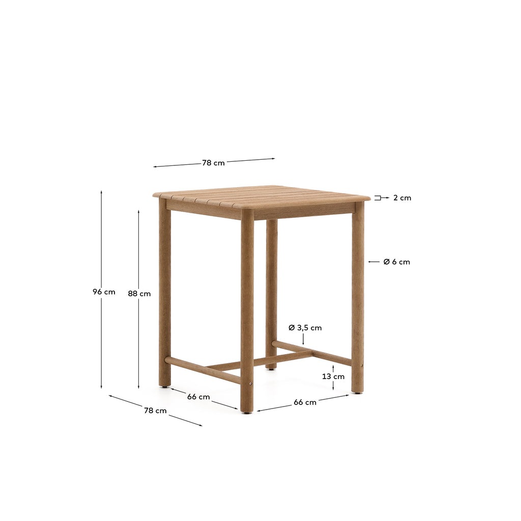 Sori table in FSC 100% solid acacia wood 78 x 78cm
