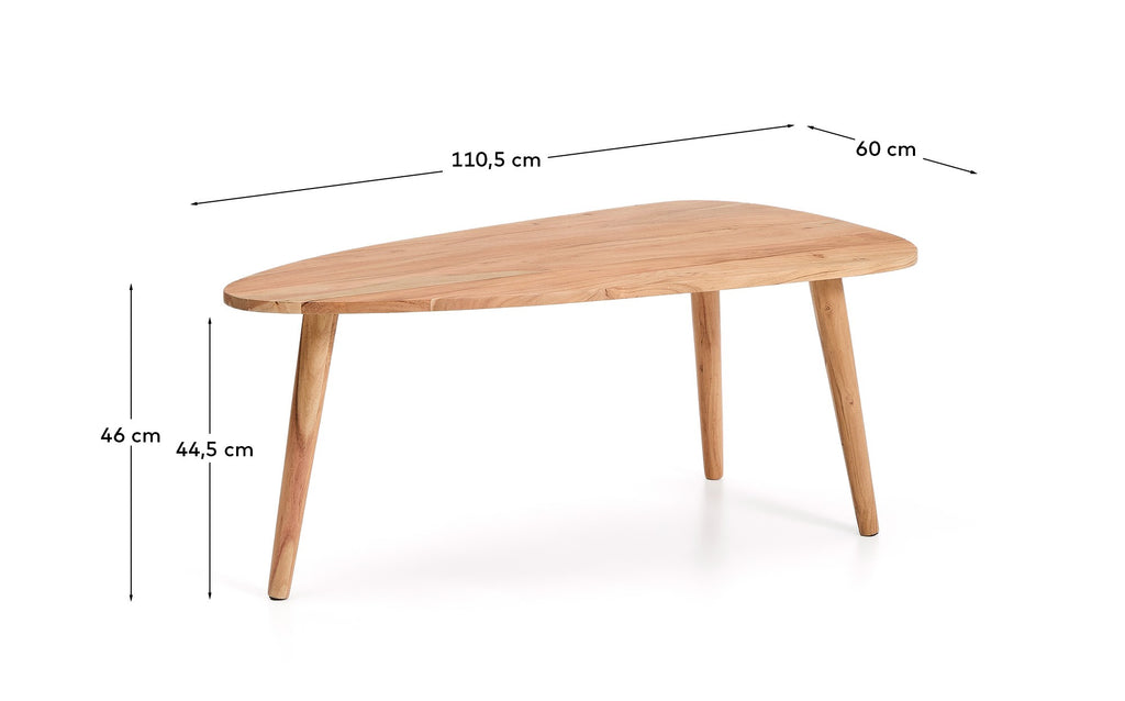 Table basse Duvani en bois d’acacia avec finition blanchie Ø 110 x 60 cm