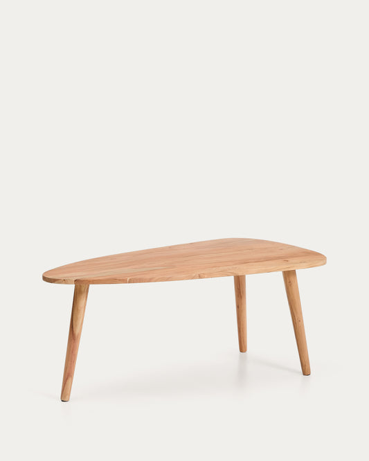Table basse Duvani en bois d’acacia avec finition blanchie Ø 110 x 60 cm