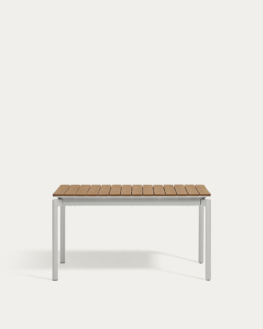 Canyelles outdoor extendable table in polywood and aluminium in light grey 140 (200) x 90cm