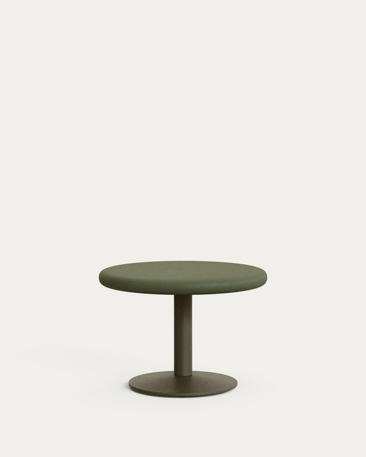 Table ronde d'extérieur Esilda avec plateau en béton vert Ø 70 cm et pied en acier vert Ø 42 x 45 cm