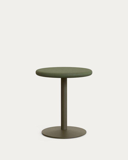 Table ronde d'extérieur Esilda avec plateau en béton vert Ø 70 cm et pied en acier vert Ø 55 x 72 cm