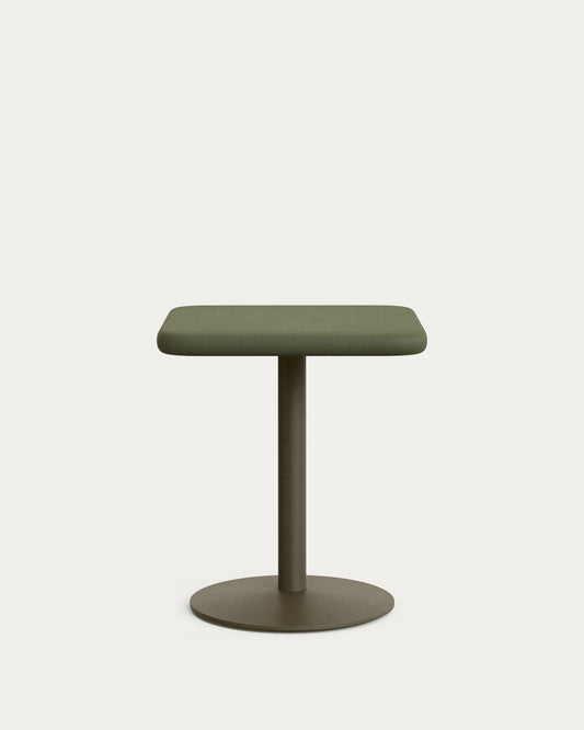 Table d'extérieur Elsida avec plateau en béton vert 70 x 70 cm et pied en acier vert Ø 55 x 72 cm