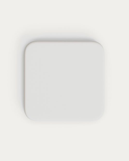 Table haute d'extérieur Dina avec plateau en béton blanc 70 x 70 cm et pied en acier blanc 48 x 48 x 96 cm