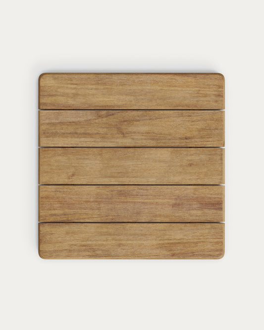 Table d'extérieur Esilda avec plateau en acacia FSC 100% 80 x 80 cm et pied en acier vert Ø 55 x 72 cm