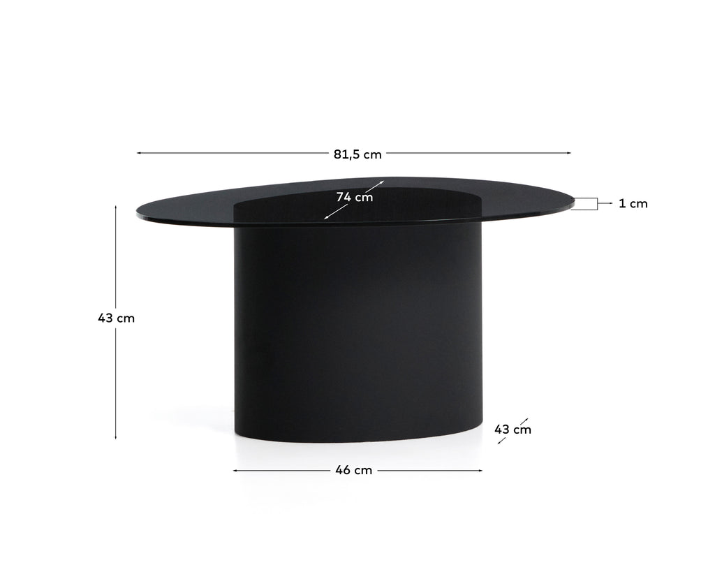 Table basse Olir en verre trempé et acier noir 82 x 74 cm