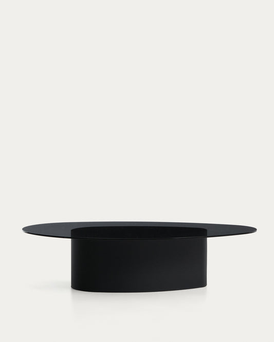 Table basse Olir en verre trempé et acier noir 140 x 80 cm