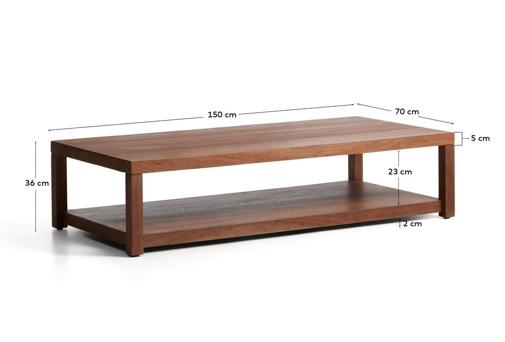 Table basse Norani en bois et placage d’acacia 150 x 70 cm