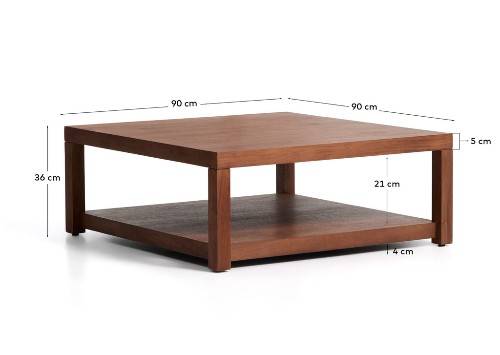 Table auxiliaire Norani en bois et placage d’acacia 90 x 90 cm