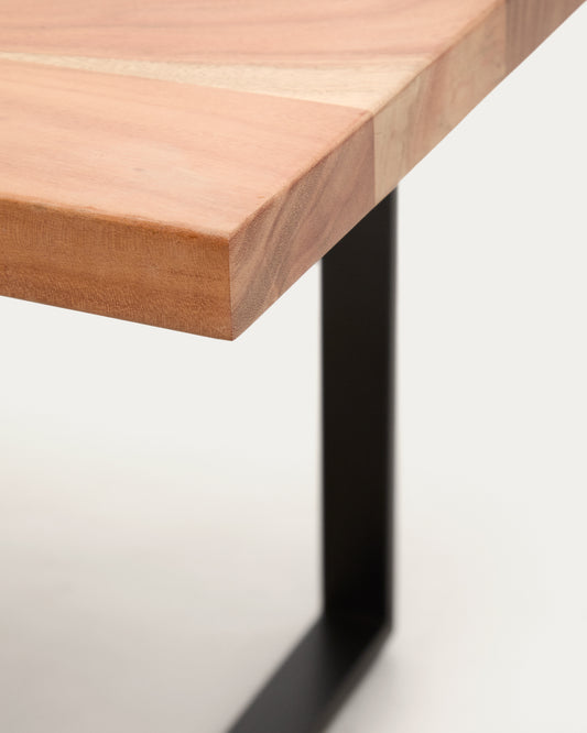 Table Uxue en bois d’acacia et pieds en acier noir 180 x 90 cm
