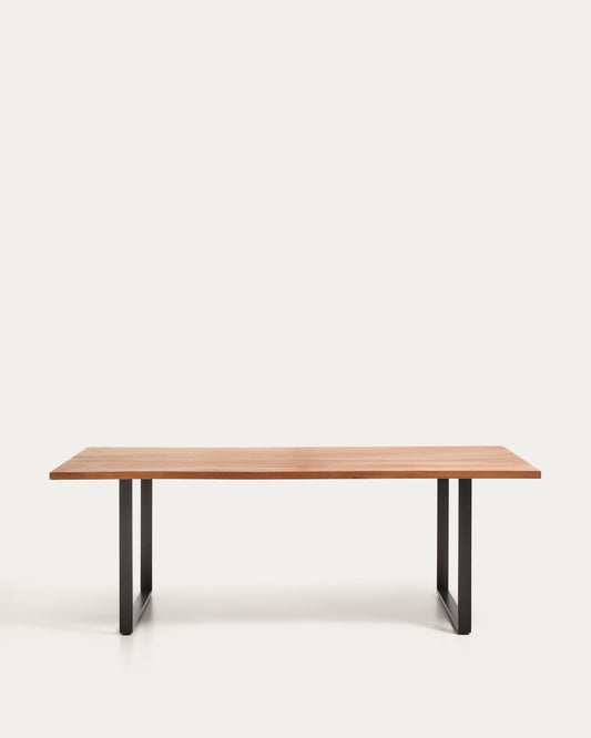 Table Uxue en bois d’acacia et pieds en acier noir 220 x 100 cm