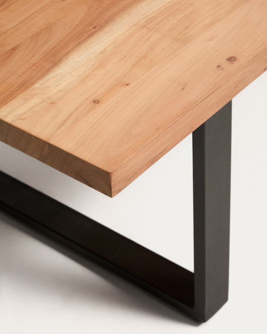 Table basse Uxue en bois d’acacia et pieds en acier noir 130 x 64 cm