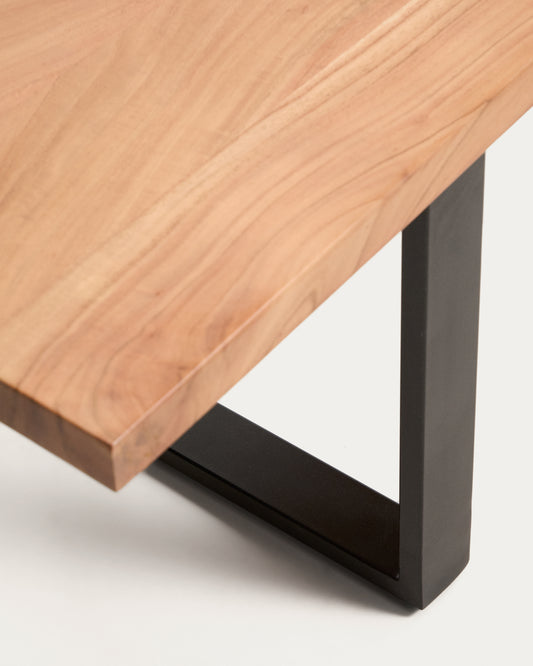 Banc Uxue en bois d’acacia et pieds en acier noir 180 x 45 cm