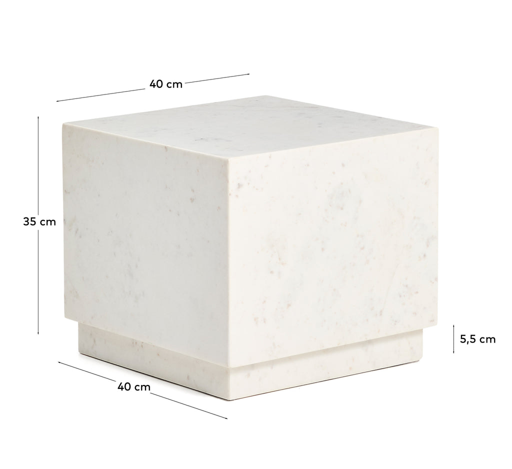 Table auxiliaire Sorein en marbre blanc 40 x 40 cm