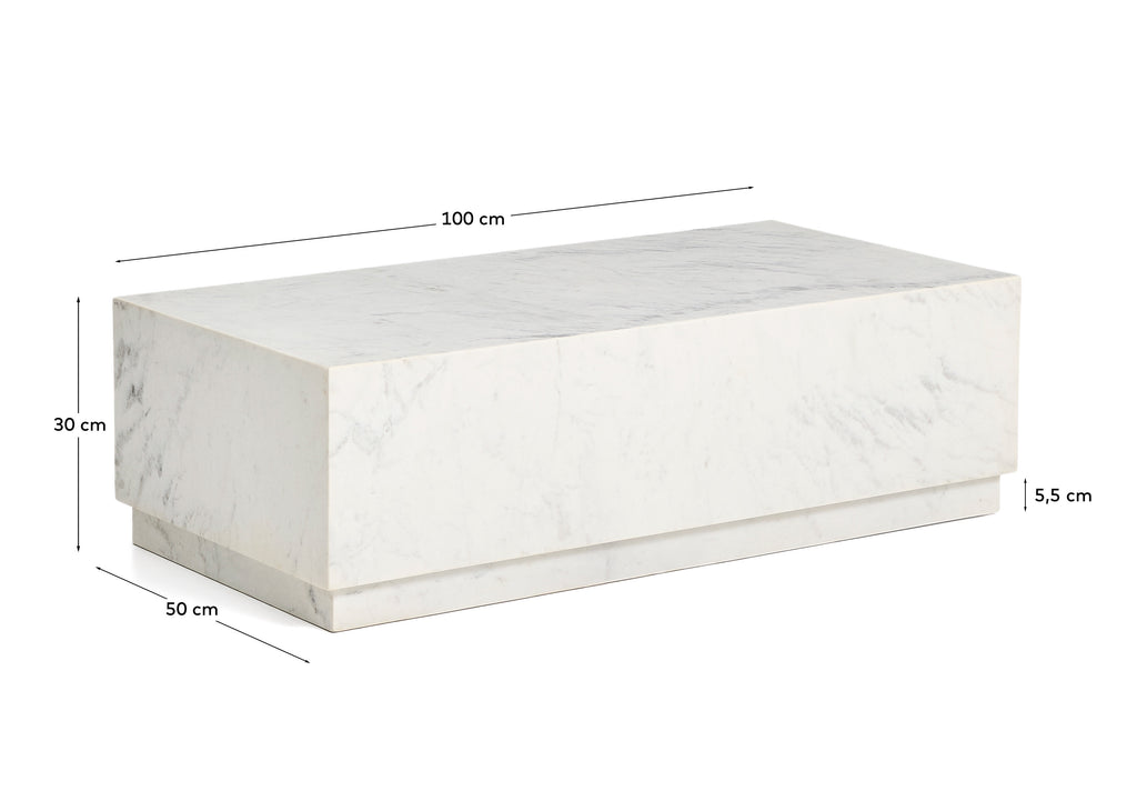 Table basse Sorein en marbre blanc 100 x 50 cm